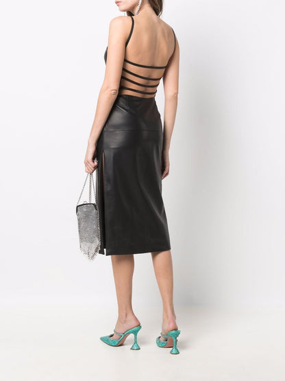 Leather midi dress