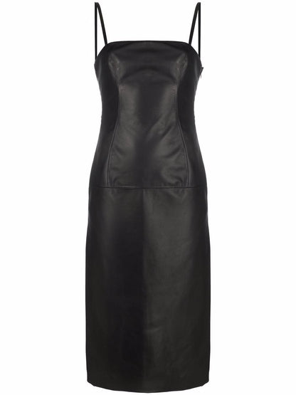 Leather midi dress