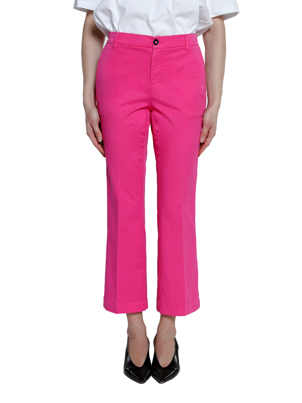 Cotton cropped flare trousers