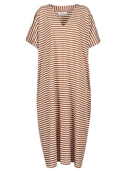 Cotton striped kaftan long dress