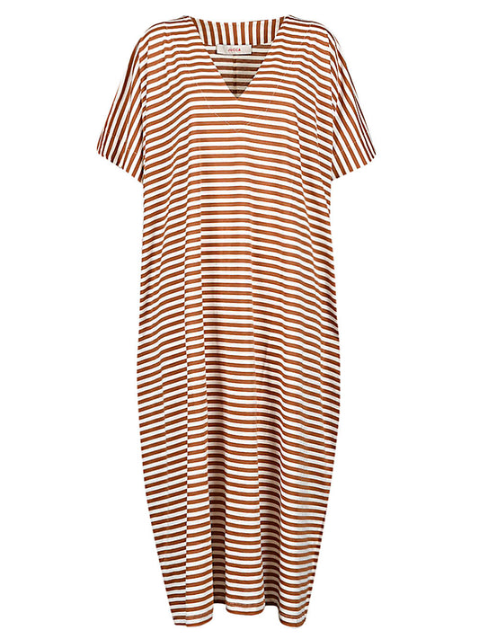 Cotton striped kaftan long dress