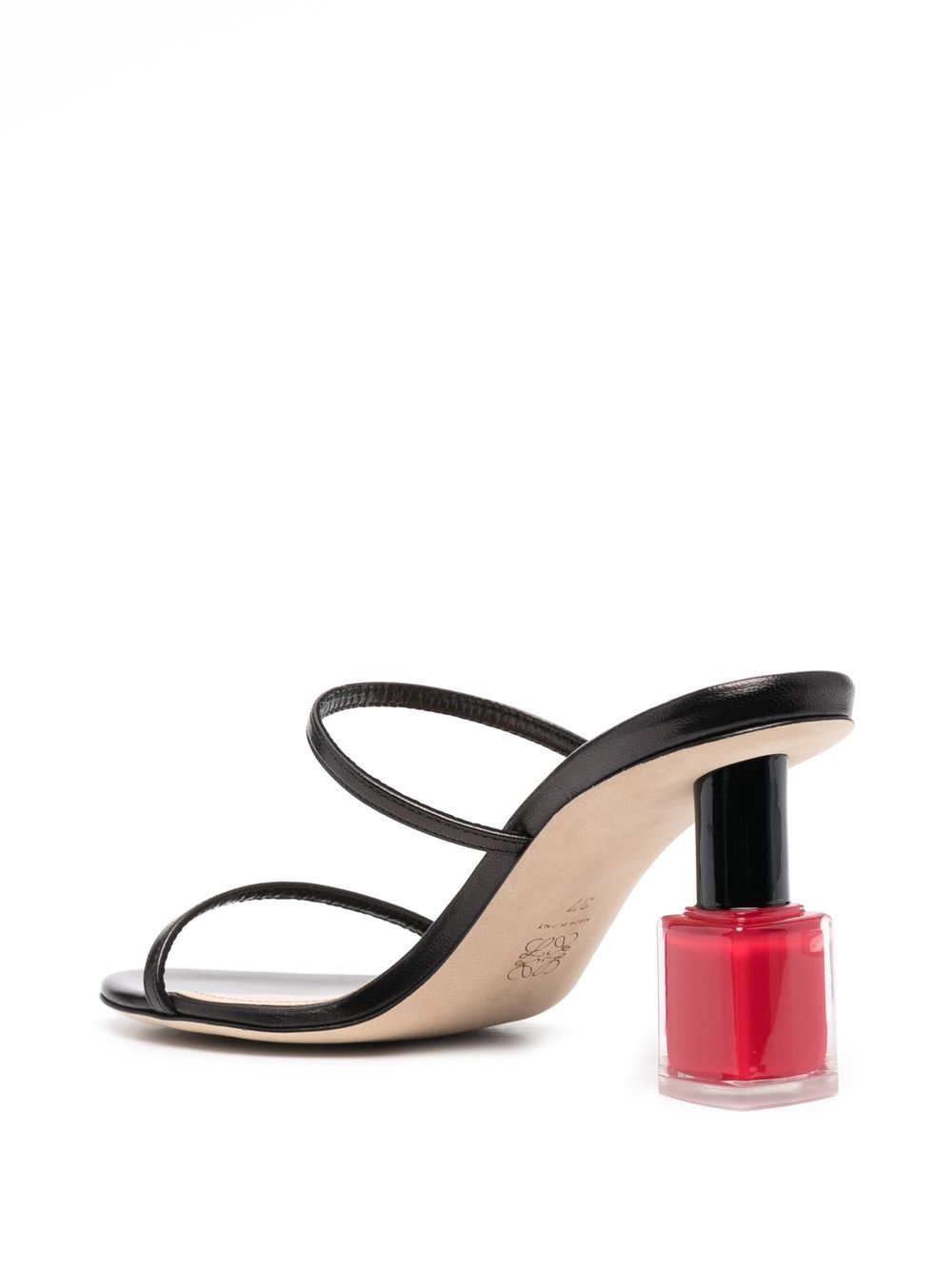 Leather nail polish heel sandals