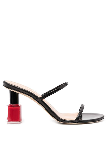 Leather nail polish heel sandals