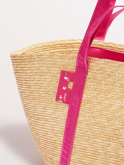 Commercial straw logo tote bag