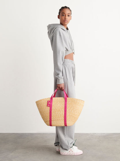 Commercial straw logo tote bag