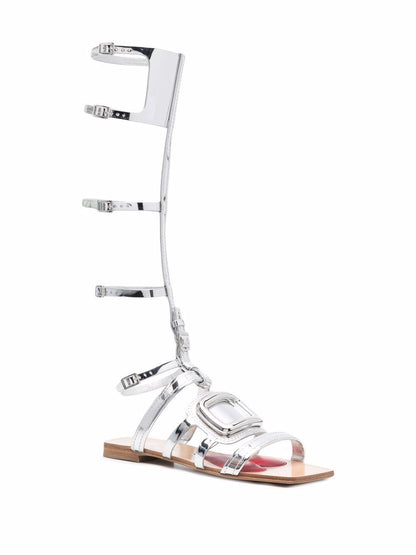 Metal buckle gladiator sandals