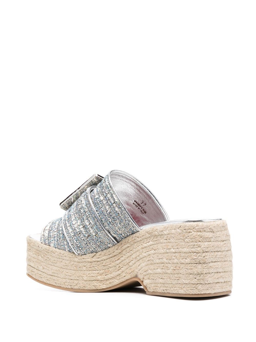 Strass buckle wedge sandals