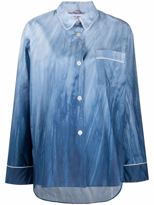 Jean die-dye print cotton shirt