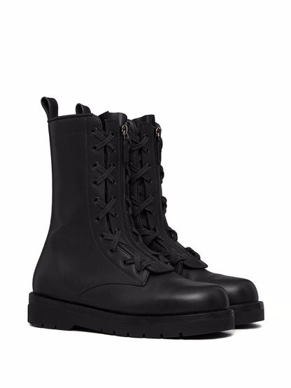 Leather combat boots