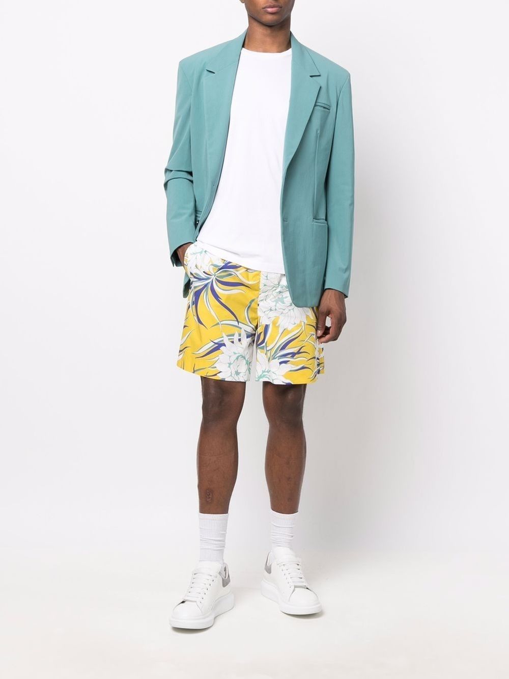 Peonies print cotton bermudas