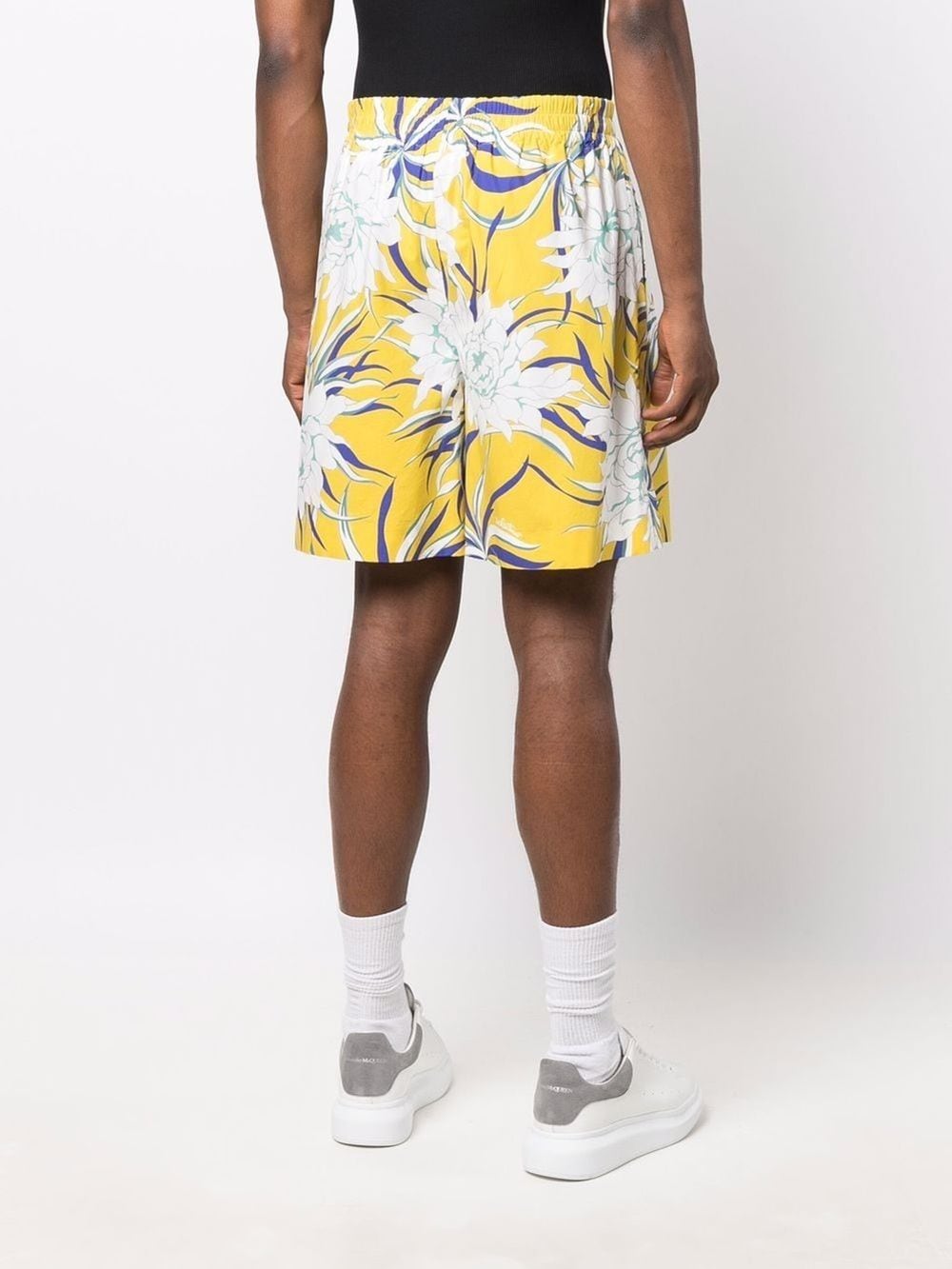 Peonies print cotton bermudas