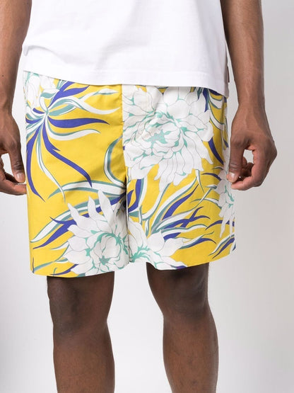 Peonies print cotton bermudas