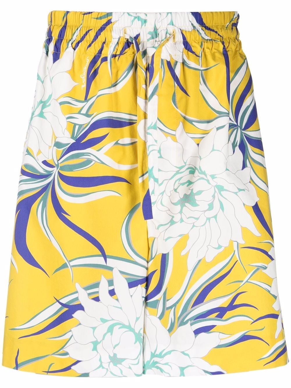 Peonies print cotton bermudas