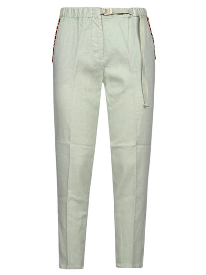 Cropped linen blend trousers