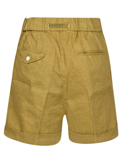 Drawstring linen blend shorts