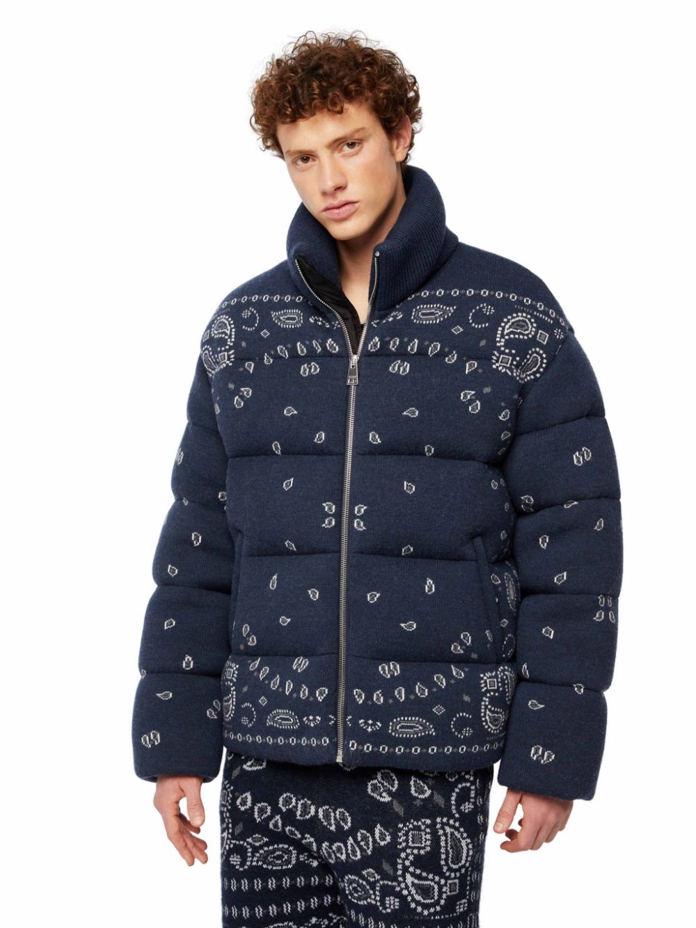 Bandana jacquard puffer jacket