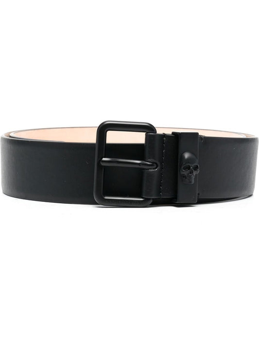 Skull loop leather belt