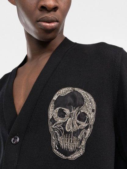 Skull embroidered cardigan