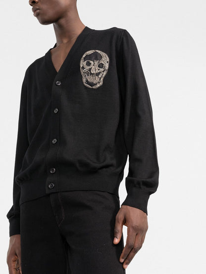 Skull embroidered cardigan