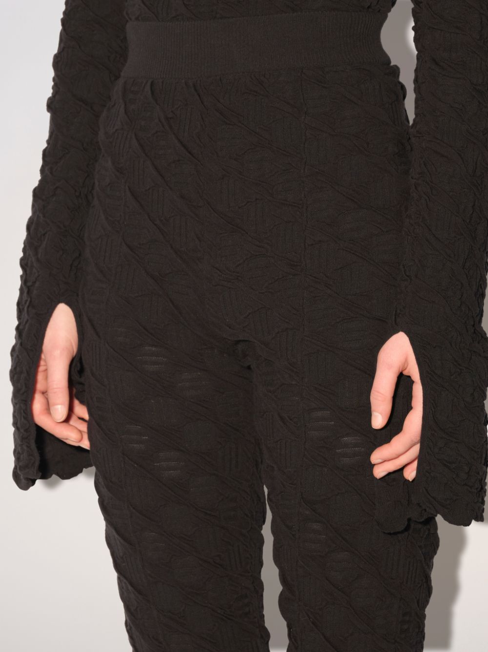 High waist flared knit trousers