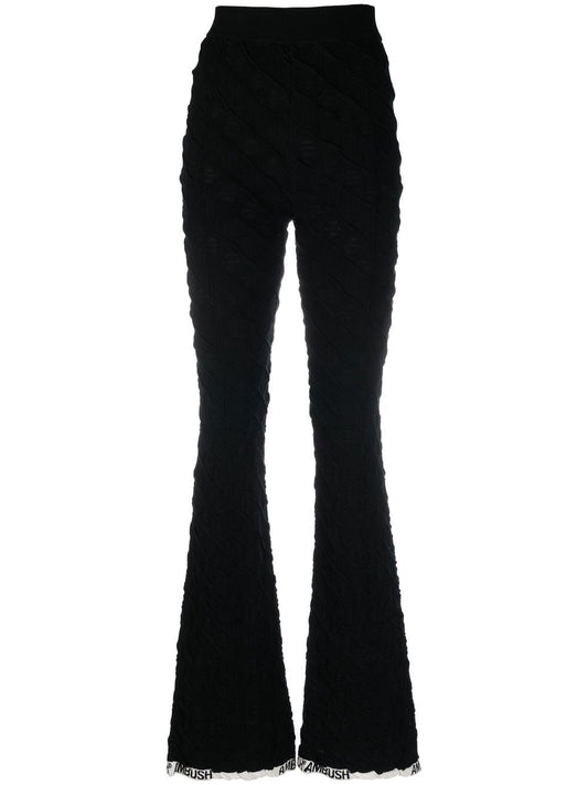 High waist flared knit trousers