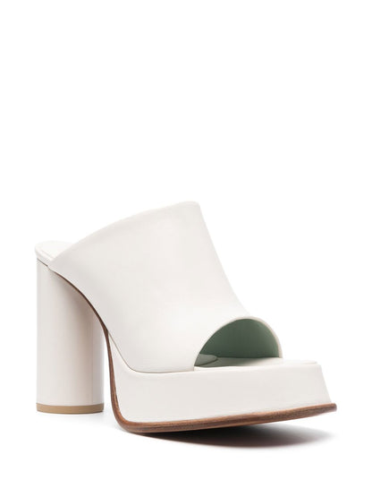 Leather platform mules