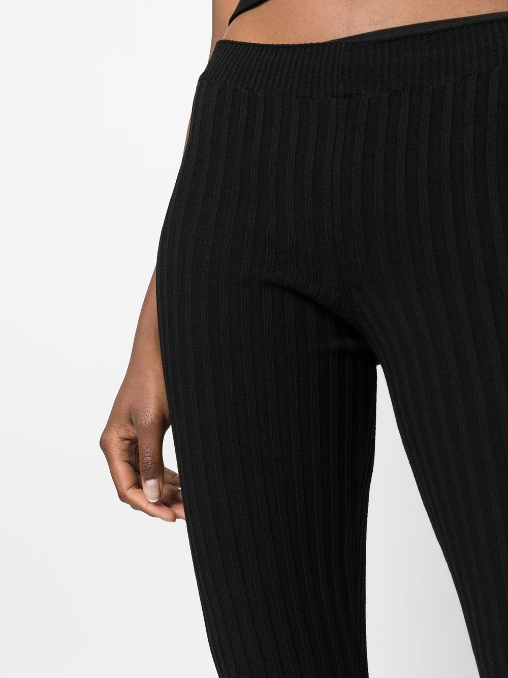 Ribbed knit cut-out flared trousers