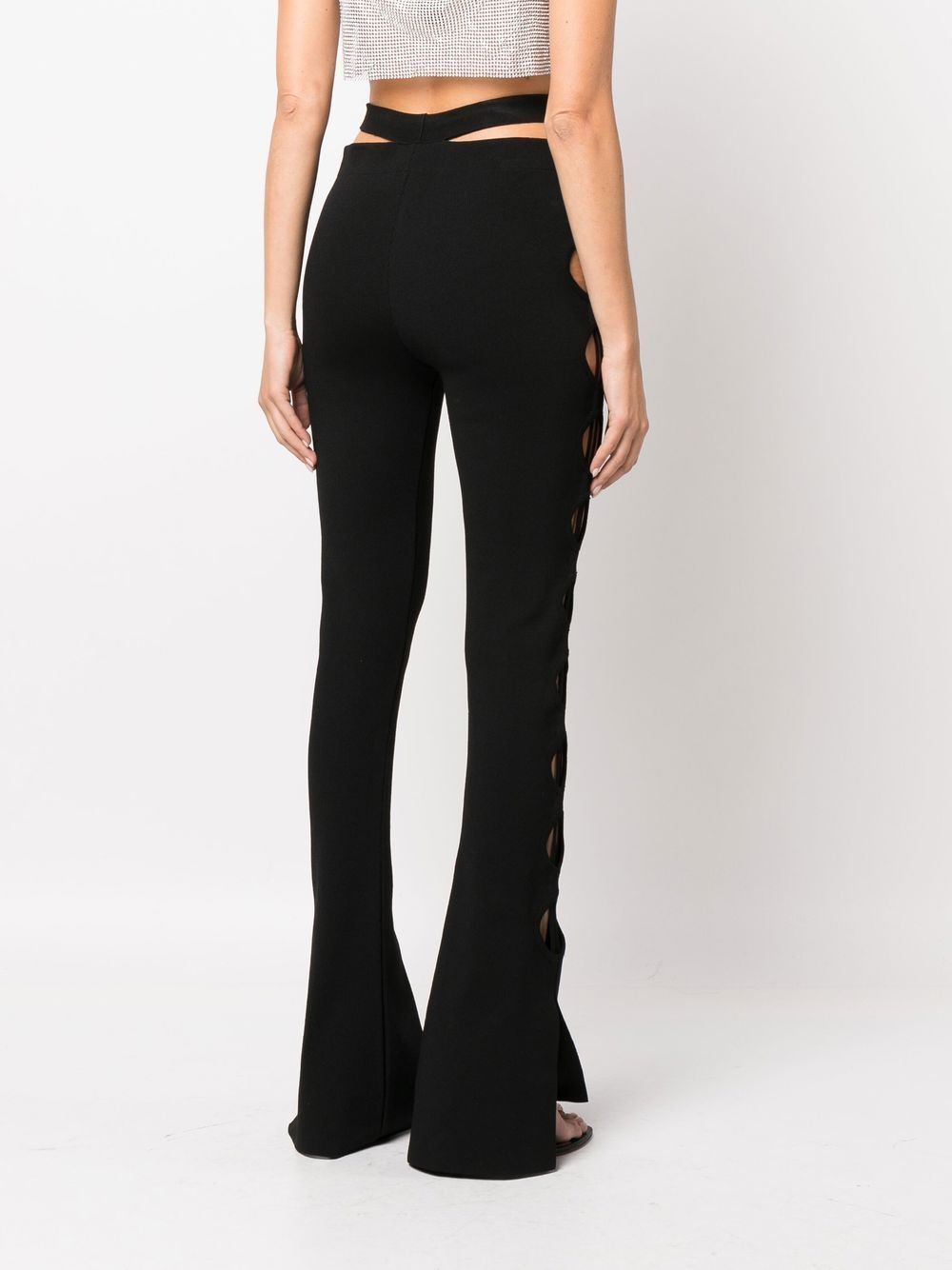 Stretch knit cut-out flared trousers