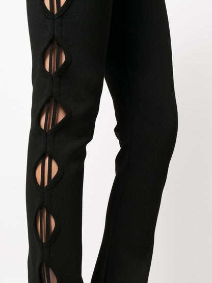 Stretch knit cut-out flared trousers