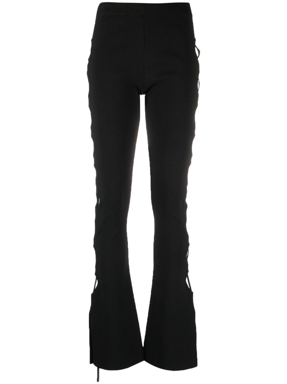 Stretch knit cut-out flared trousers