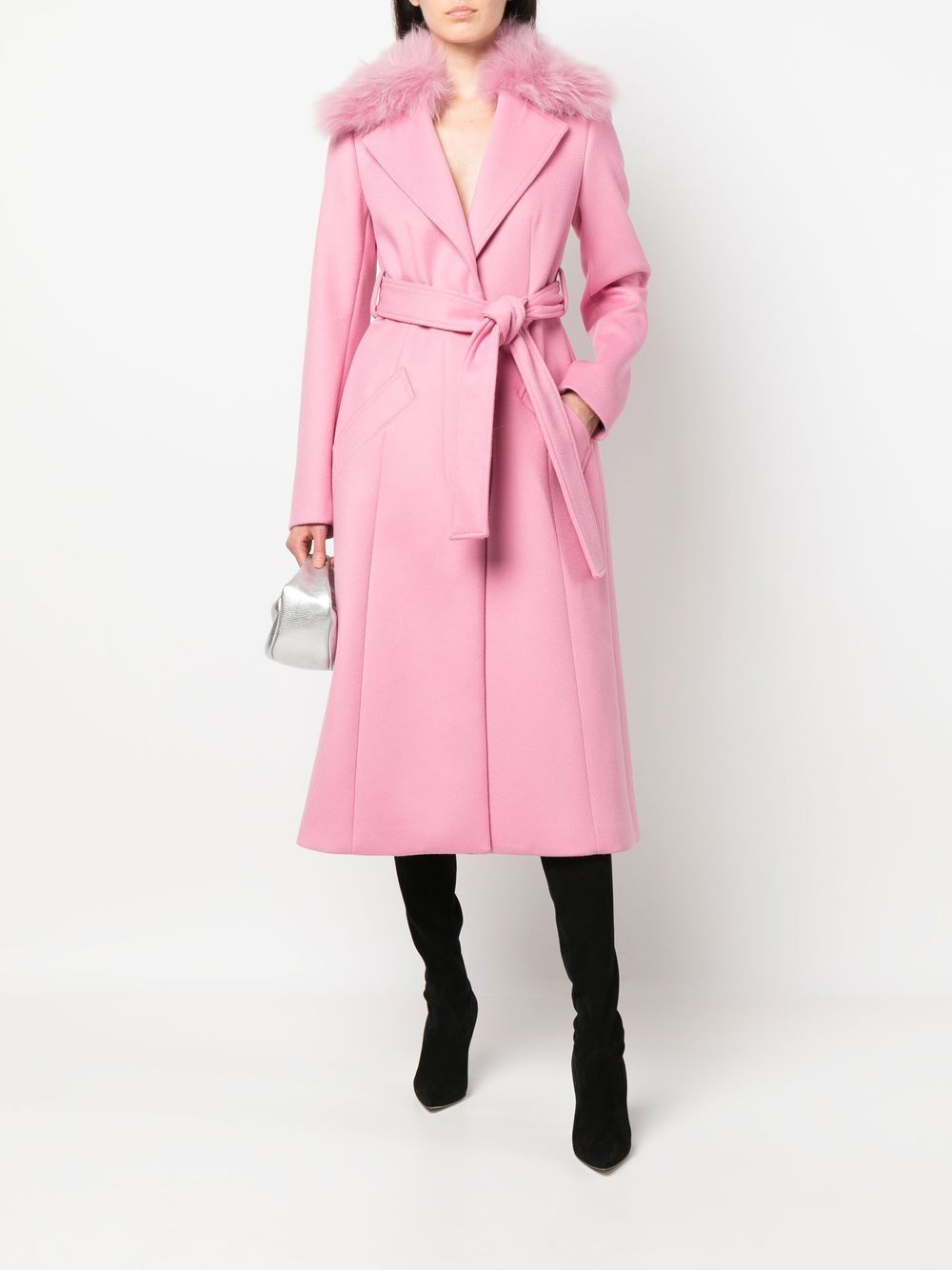 Wool long belted coat