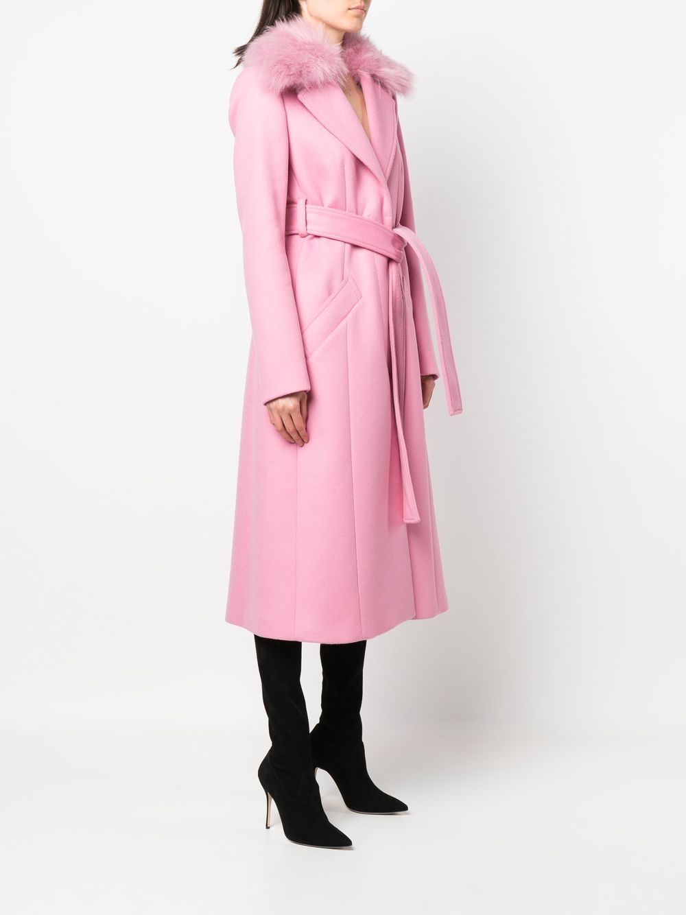 Wool long belted coat