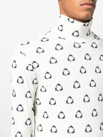 Printed turtle-neck sweater