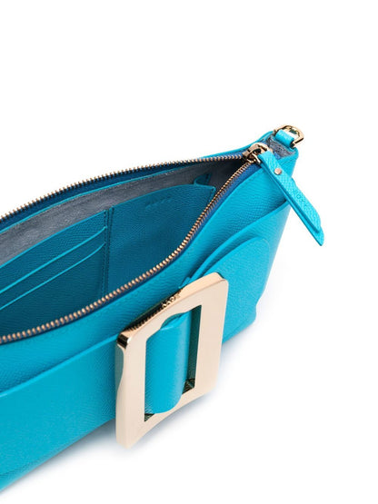 Buckle pouchette leather handbag