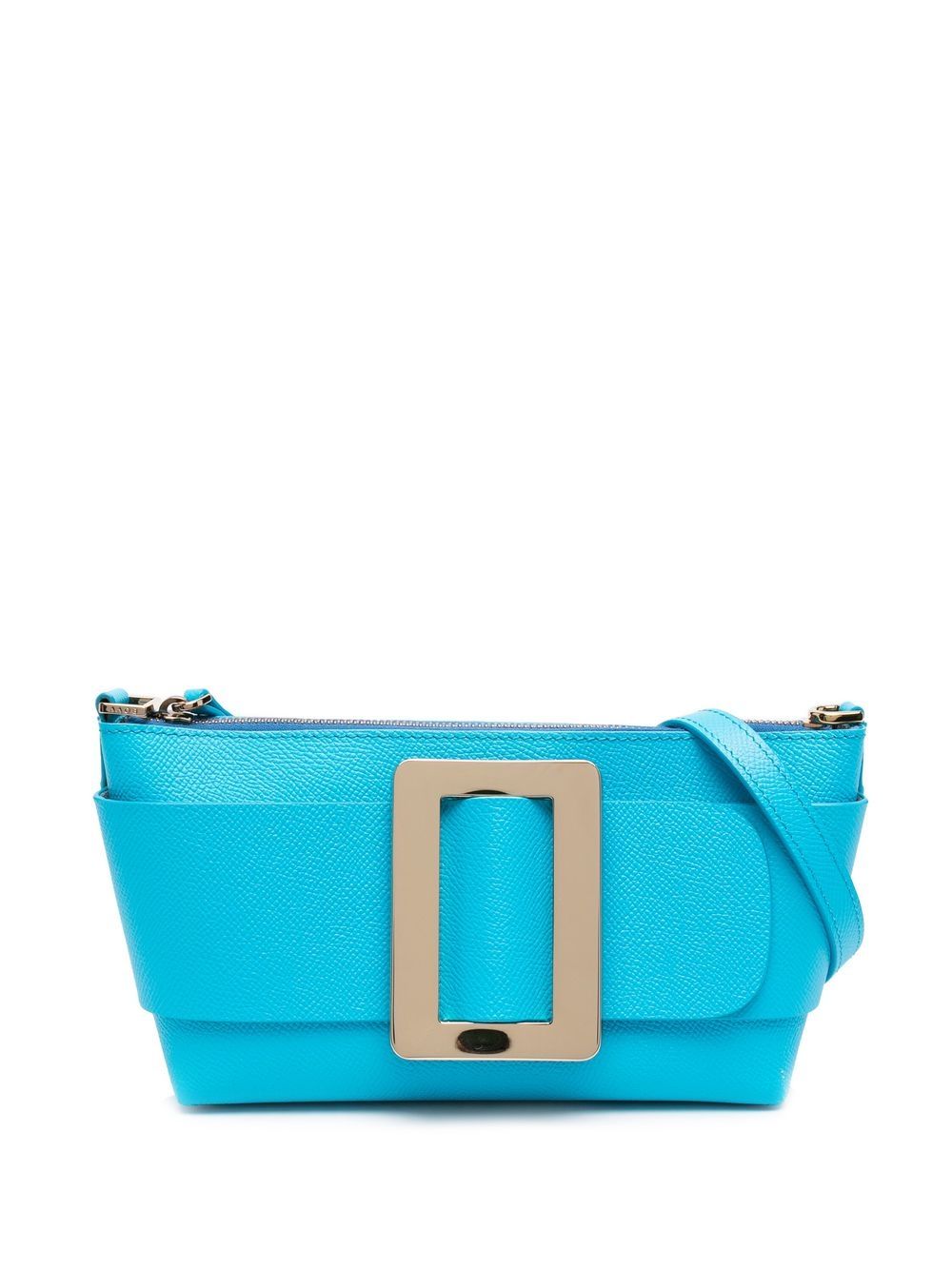 Buckle pouchette leather handbag