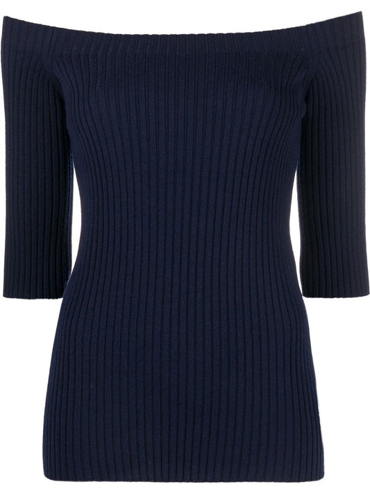 Boat neck wool sweater