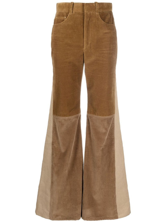 High-waisted flared trousers