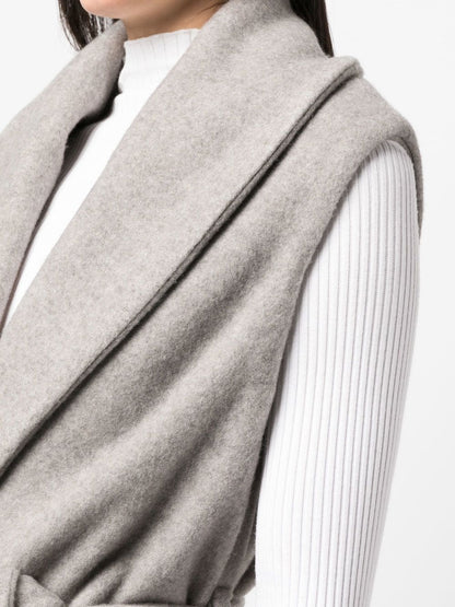 Long cashmere hooded vest