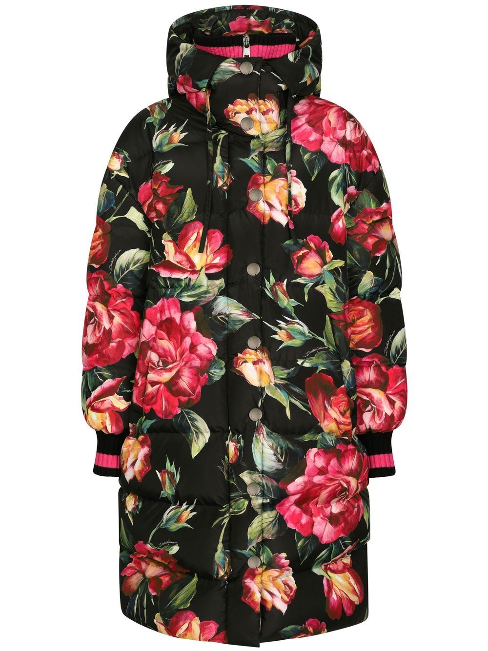 Rose print puffer down jacket