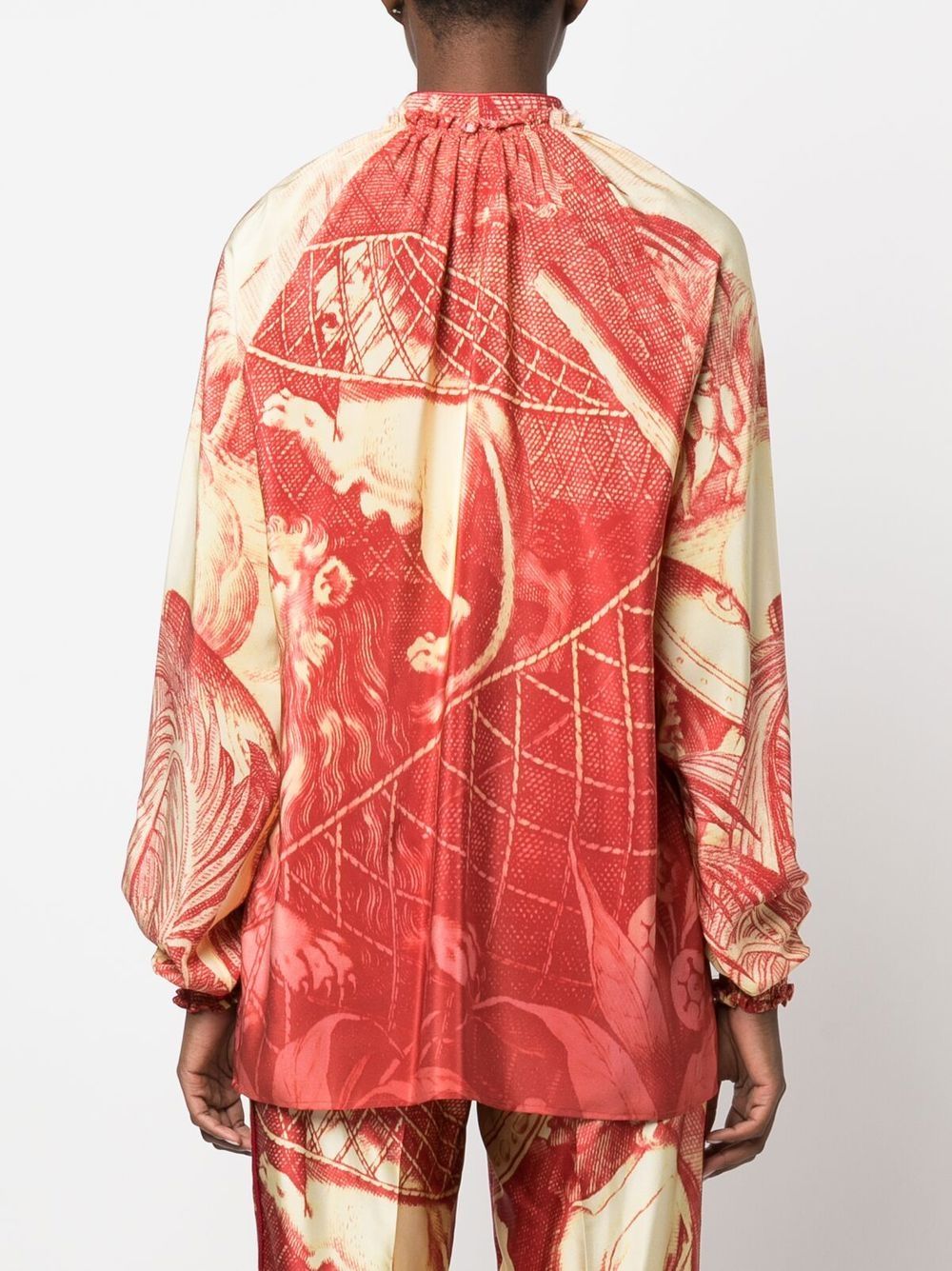 Long sleeve printed silk shirt