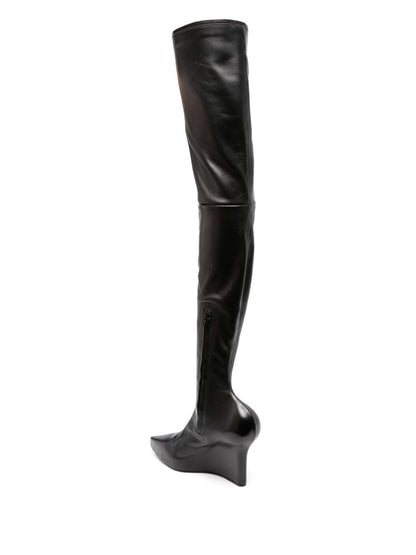 Leather over the knee heel boots