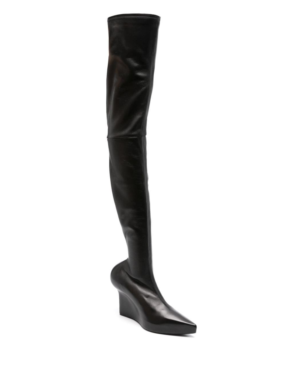 Leather over the knee heel boots