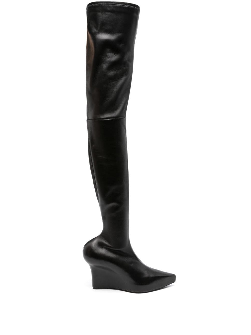 Leather over the knee heel boots