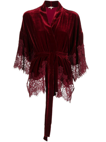 Velvet lace-trim robe