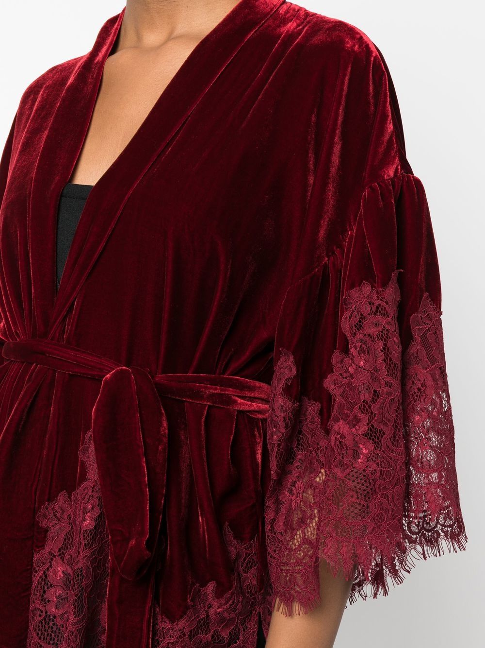 Velvet lace-trim robe