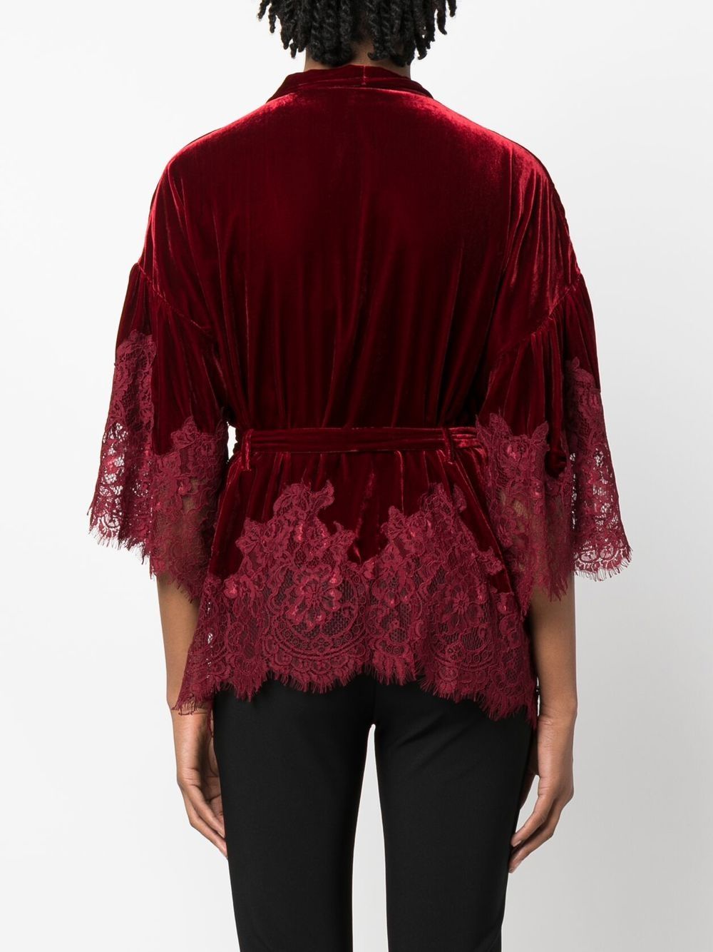 Velvet lace-trim robe