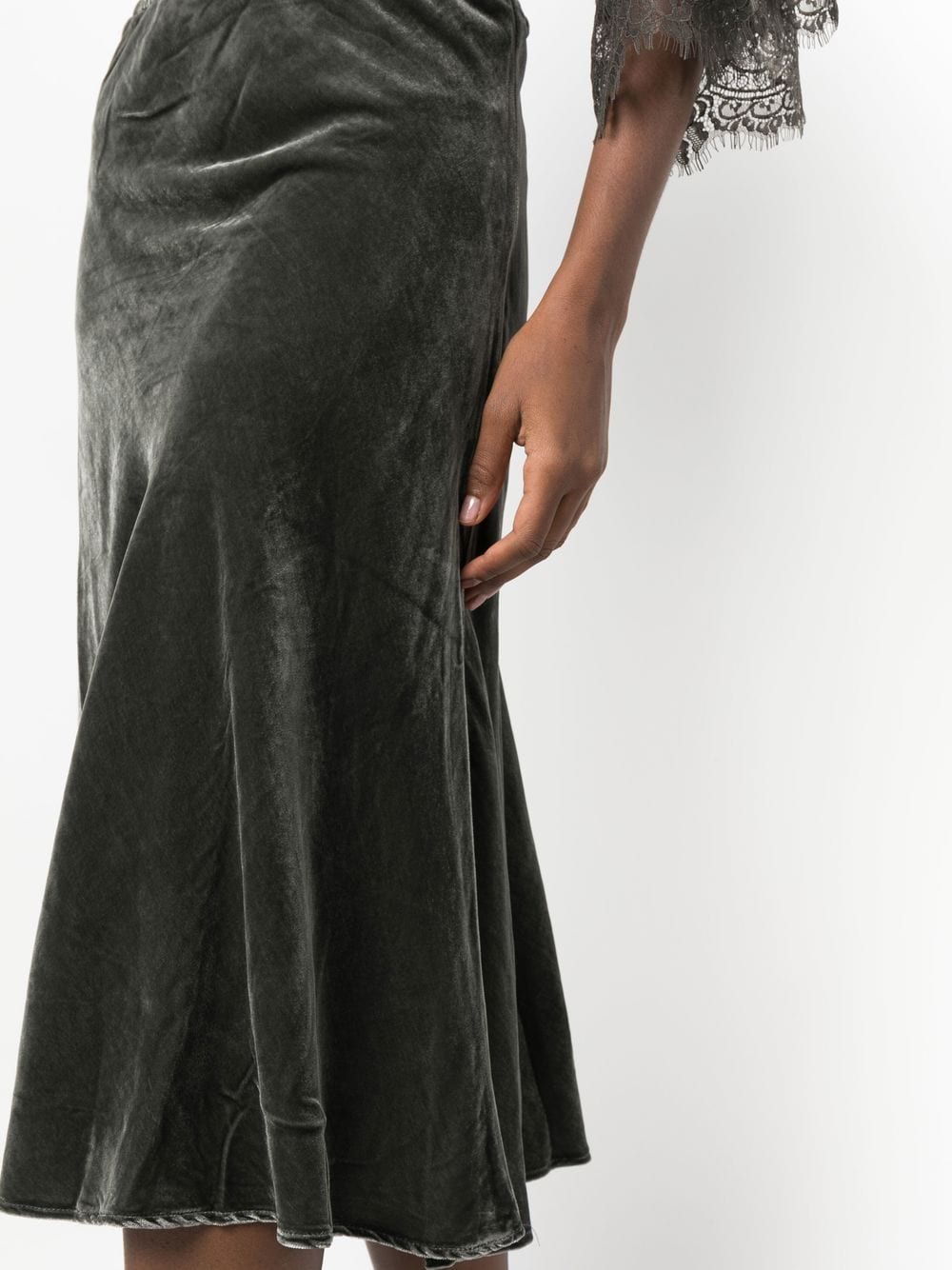 Velvet flared midi skirt