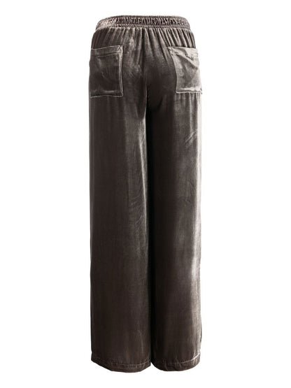 Wide leg velvet trousers