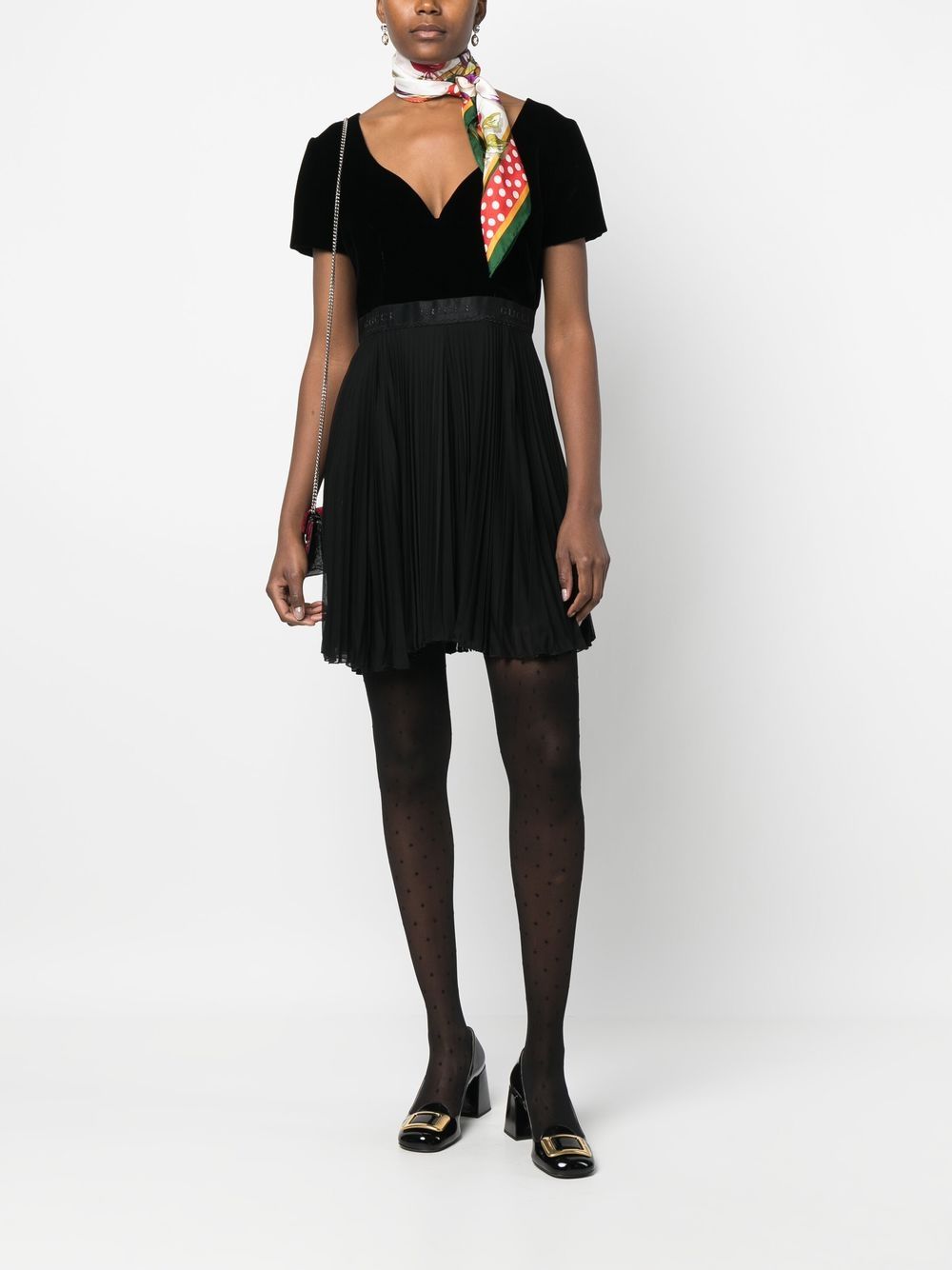 Logo pleated mini dress