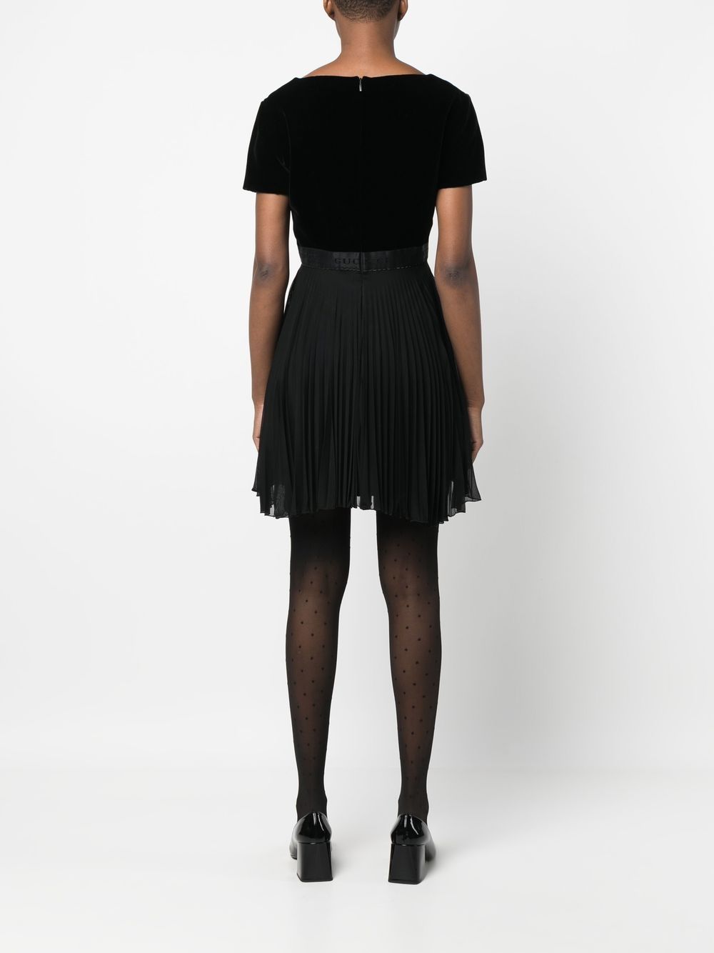 Logo pleated mini dress